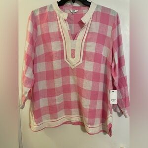 Crown & Ivy new pink gingham top, NWT